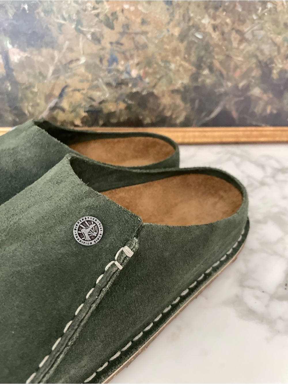 Birkenstock Zermatt Premium Lutry Mules Size 10 (41) Green Suede Clog - Picture 3 of 8